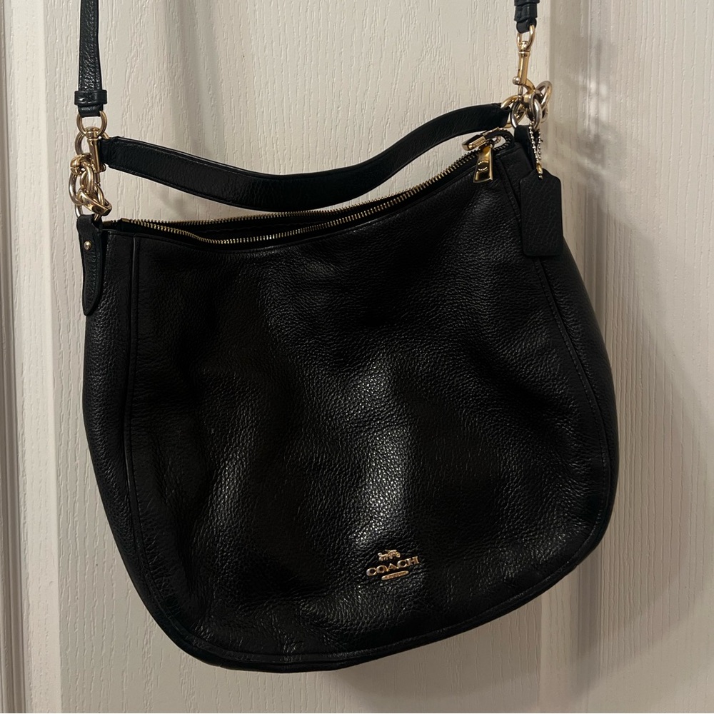 Large coach black leather purse